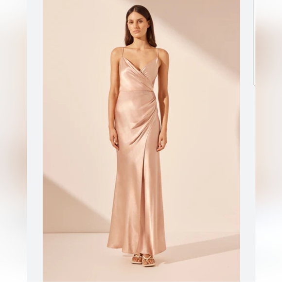 Shona Joy Dresses & Skirts - Shona Joy La Lune Cross Draped Maxi Dress In Dessert Rose Size 4